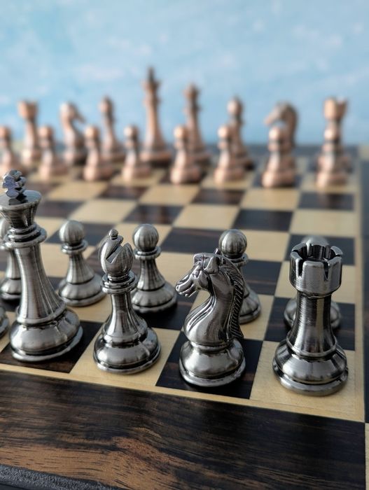 Шахи VIP‼️ металеві фігури дерев'яна дошка