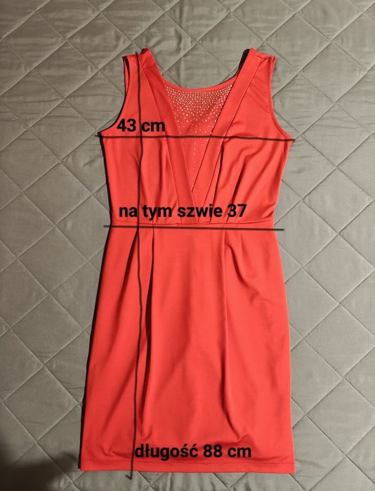 Sukienka czerwona świąteczna mini z kryształkami Bonprix