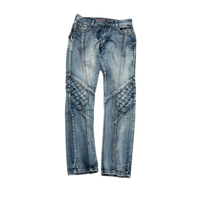 y2k jeansy Biker Moto Cyber Vintage Przeszycia Streetwear 30us (28us)