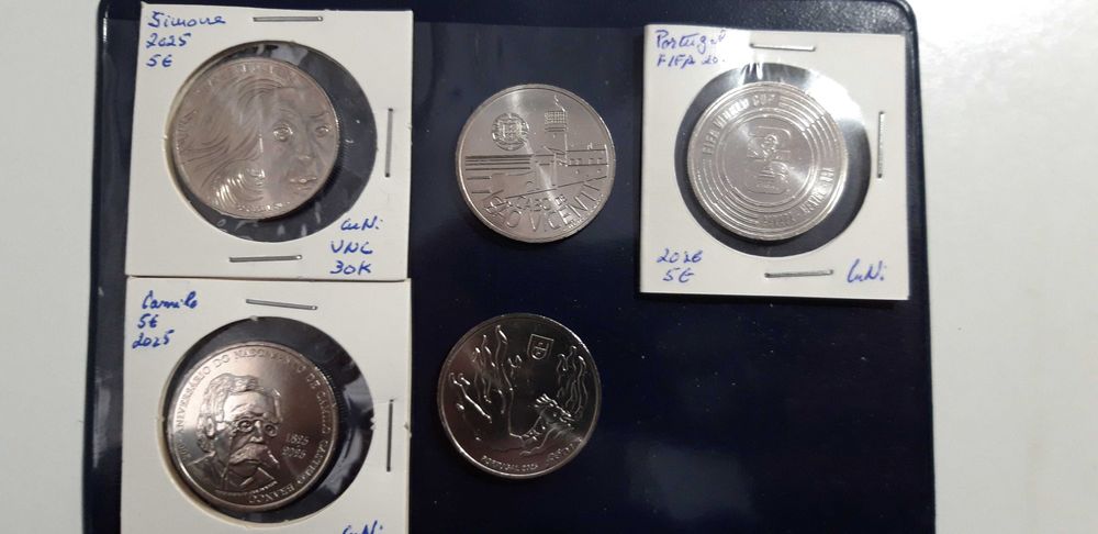 Moeda de 5€ FIFA Camões Simone etc troca por Xutos Eusébio Conhecimento