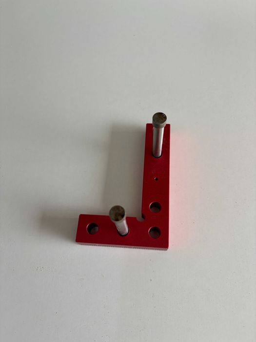 Mini Esquadro Precisão Alumínio Vermelho com Pinos Guia