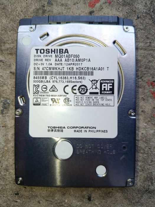 Hdd Toshiba 500gb жорсткий диск 2.5