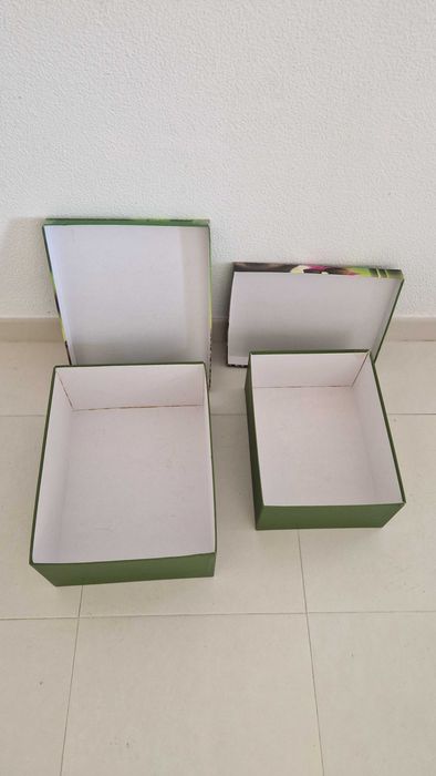 2 caixas de arrumação em cartão com tampa