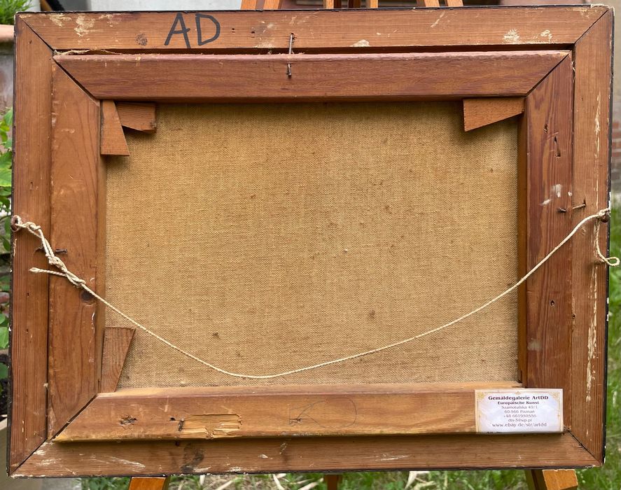 Obraz olejny na płótnie - zimowy pejzaż aleja drzew z 1931 r. sygnatura