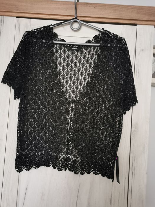 Nowa, ażurowa czarna kamizelka
