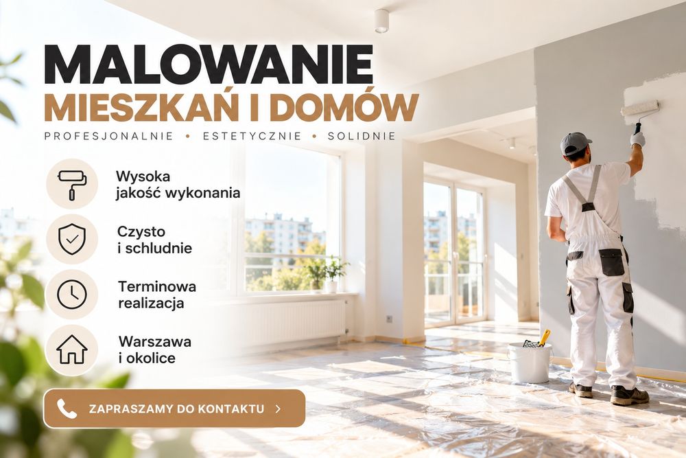 Usługi malarskie wysokiej jakości. Malowanie ścian, mieszkań, domów, biur. Firma malarska.