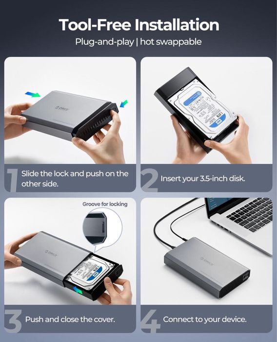 Алюмінієвий корпус ORICO для жорсткого дискаSSD SATA 3,5 дюйма 6Гбіт/с