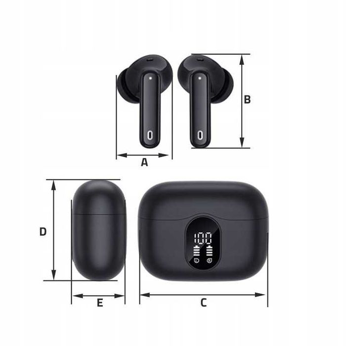 Słuchawki Bezprzewodowe Czarne Manta Rytmo Pro Anc Enc Tws Douszne