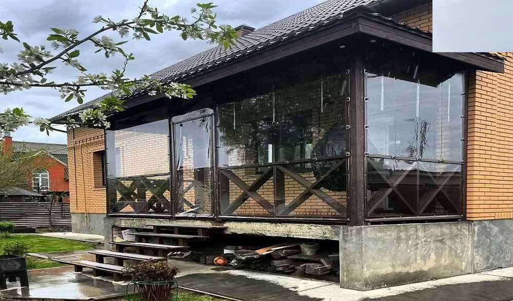 Прозрачные ПВХ тенты для беседки, веранды, террасы. Мягкие стекла,окна