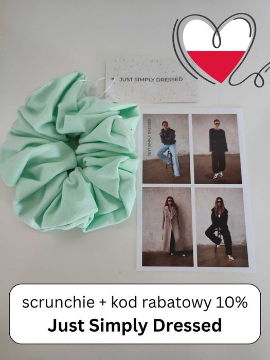 Scrunchie Frotka Gumka do włosów Just Simply Dressed Miętowa + kod rabatowy
