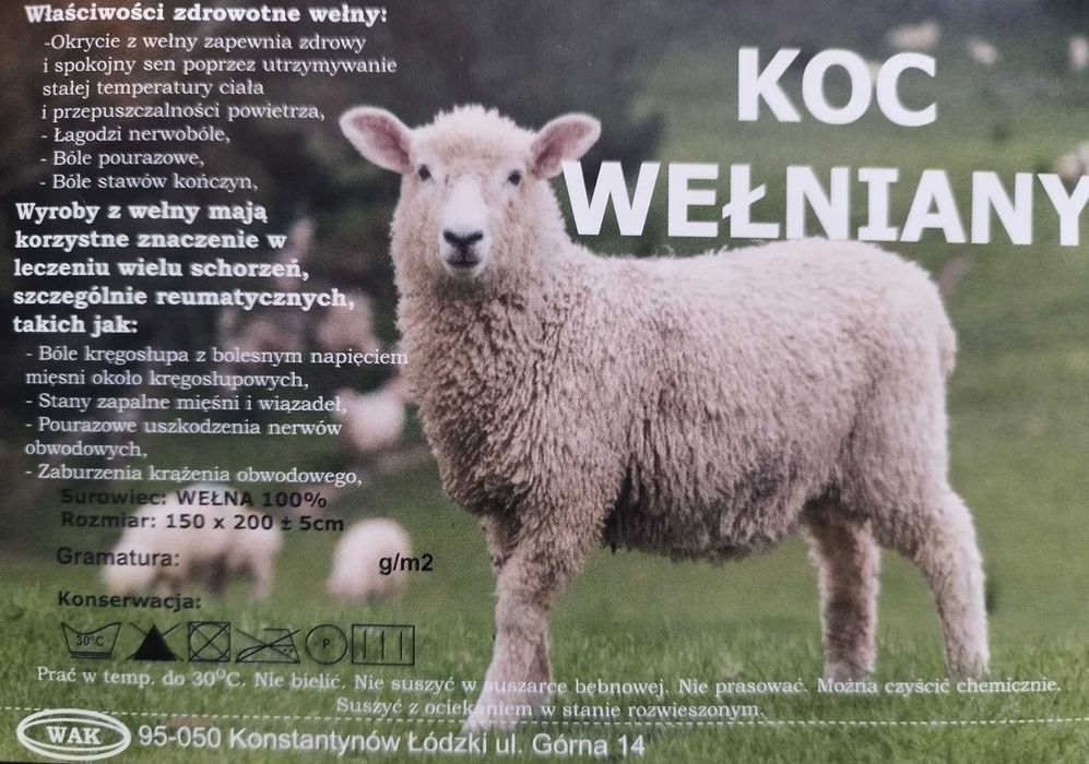 narzuta pled koc wełniany 100% wełna gramatura 380gr 160x200 polski
