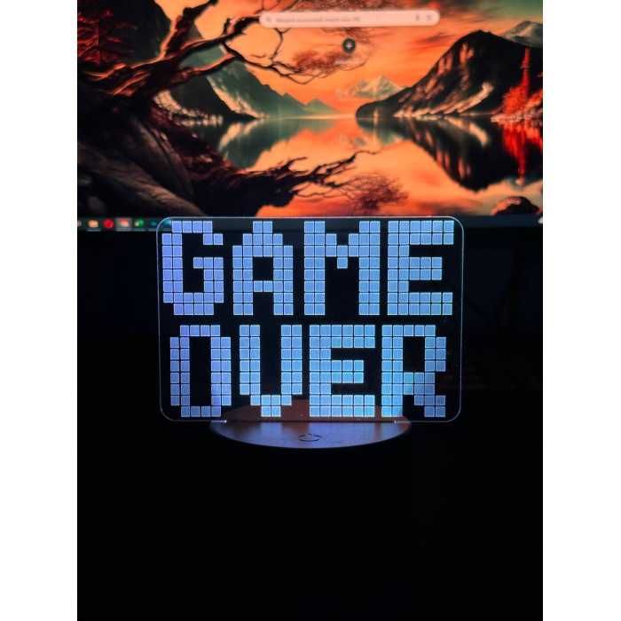 Світильник настільний RGB 3D + пульт (Game Over) Lux