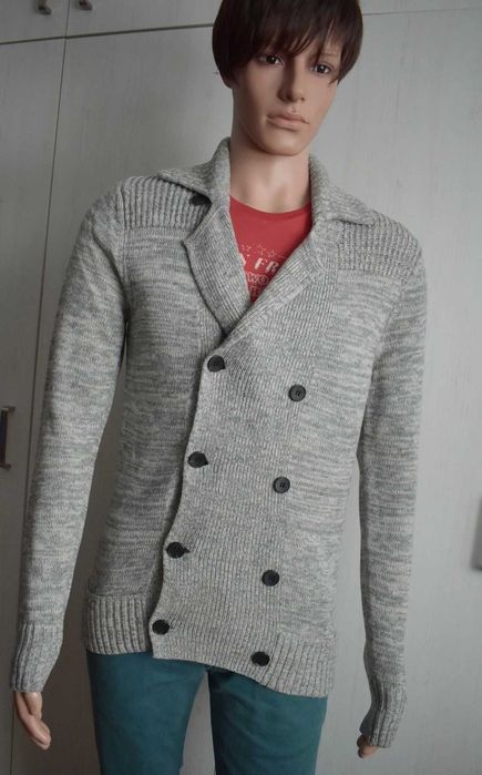 Sweter wełniany S kardigan rozpinany elegancki wełna H&M blazer męski