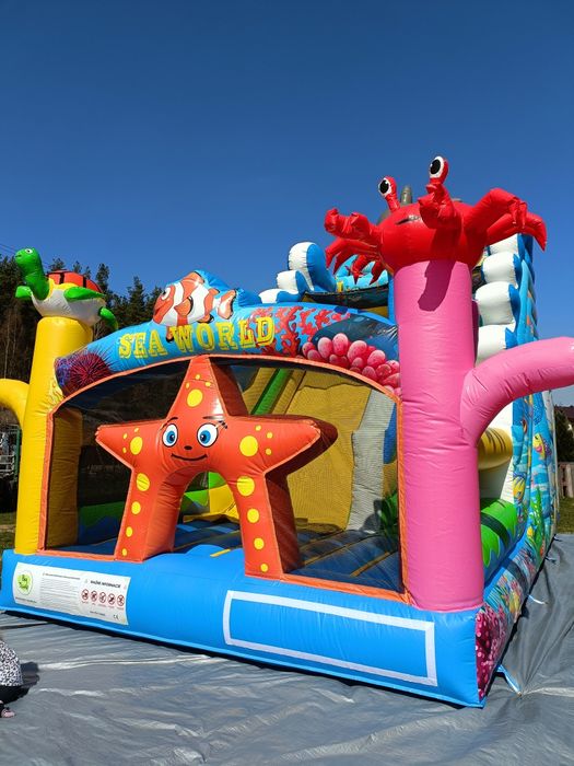 Dmuchaniec wodny świat trampolina plac zabaw  zjeżdżalnia