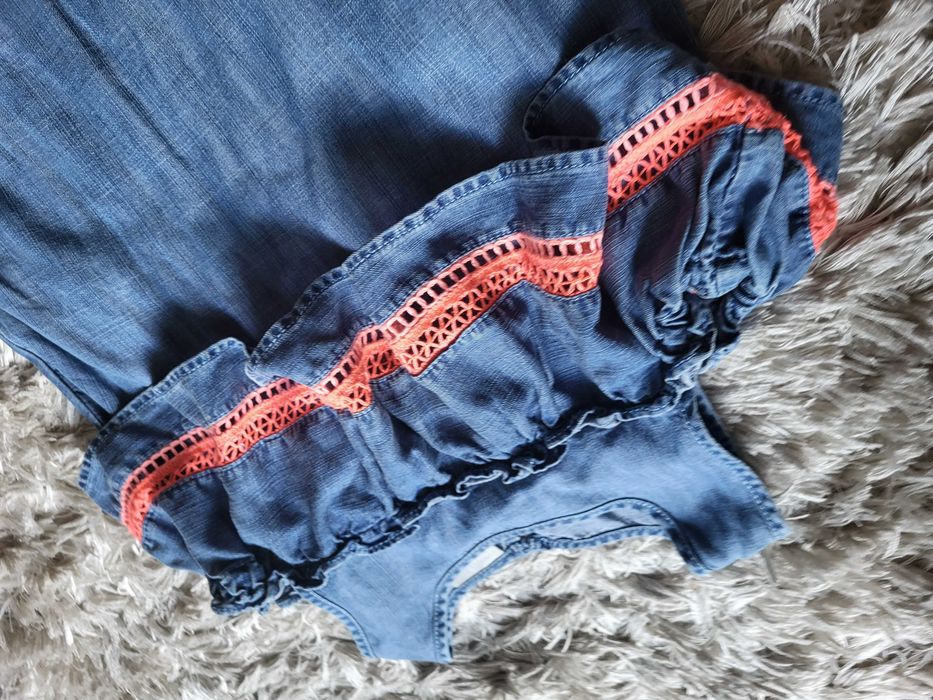 Сарафан джинсовий літній з рожевою вставкою