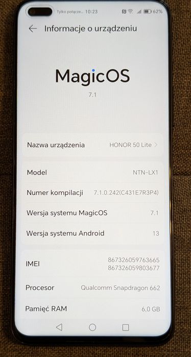 Honor 50 Lite Deep See Blue 6/128 (wysyłka gratis) *BDB STAN* *KOMPLET