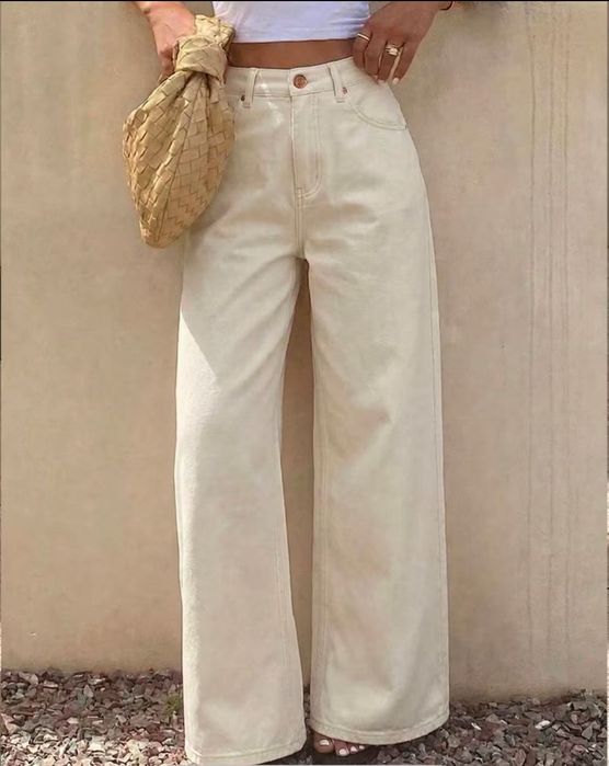 Джинси бежеві wide leg