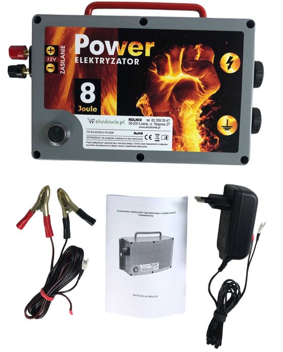 Pastuch Elektryzator elektryczny mocny POWER 8J ogrodzenie do 95km