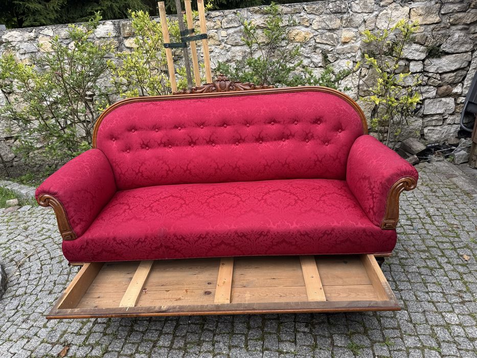 Sofa zestaw wypoczynkowy eklektyczny 2 fotele 2 krzesła ala ludwik