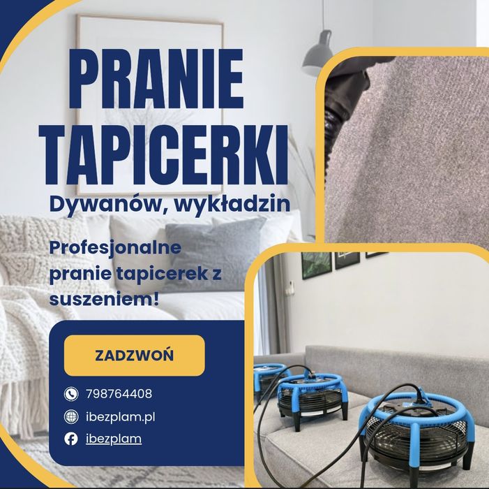 Pranie czyszczenie tapicerki, dywanów, narożnika, kanapy, krzeseł