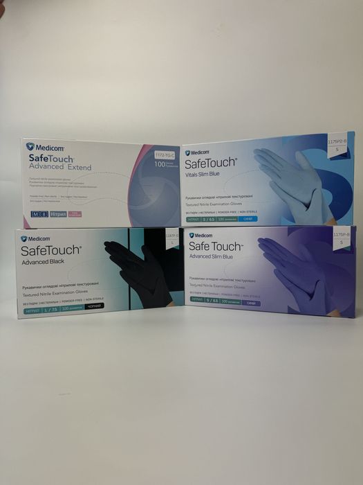 Нитриловые перчатки Medicom черные, синие