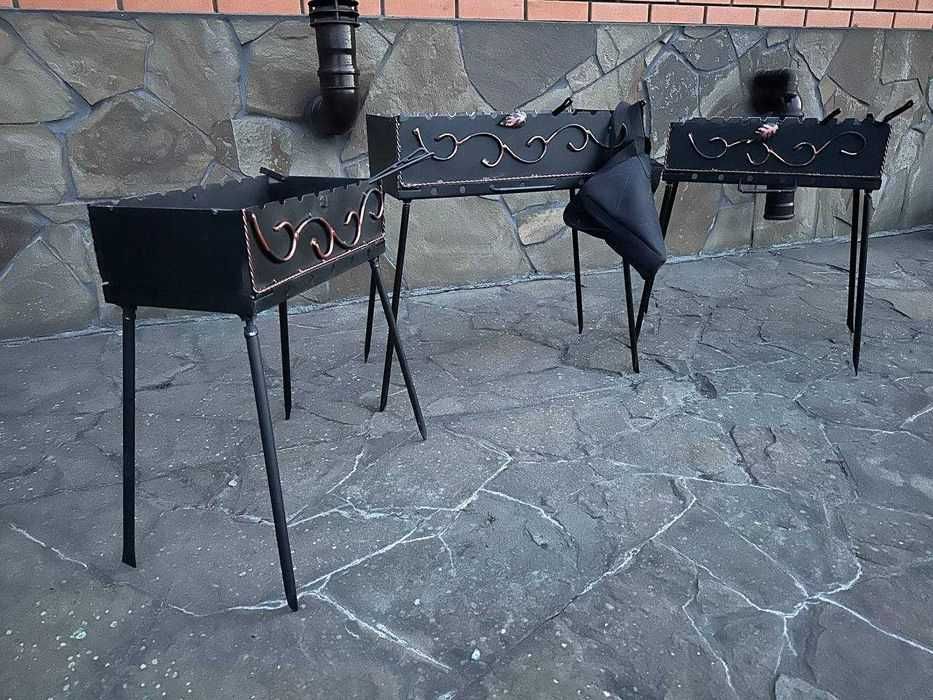 Кований мангал складаний на 6◾️8◾️10◾️12шампурів +чохол совок кочерга