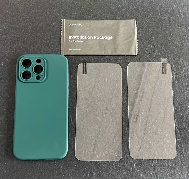 Etui plecki do iPhone 15 Pro Max 2 folie ochronne na ekran zielony