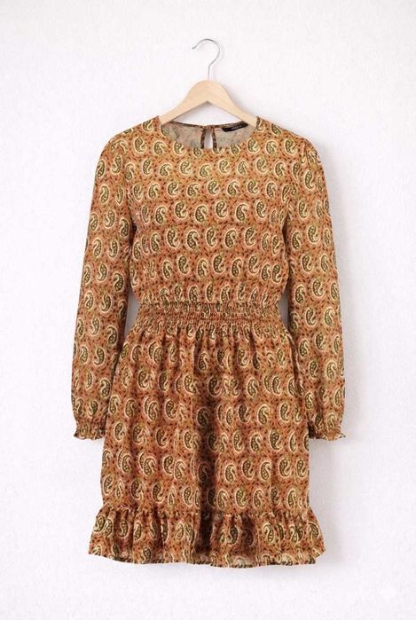 Brązowa sukienka paisley z podszewką XS Only