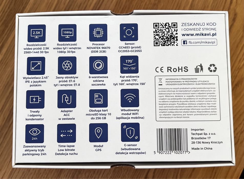 Kamera samochodowa MIKAVI PQ6 3CH - NOWA