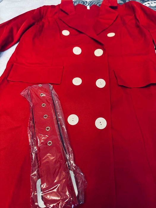 Червона сукня міні С-М ремінь плаття-піджак жакет ділова офіційн тренд