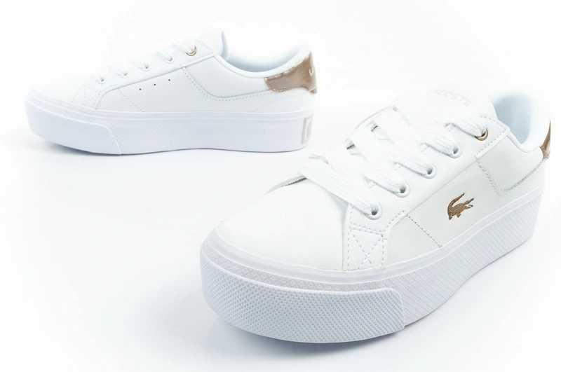 Lacoste buty sportowe trampki damskie Ziane Platform 126 białe modne