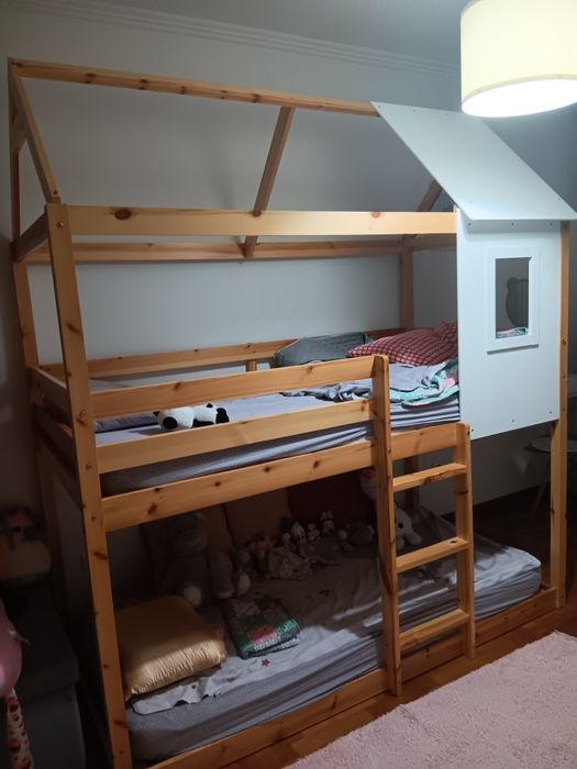 Beliche cabana natural e branco 220x96x197cm