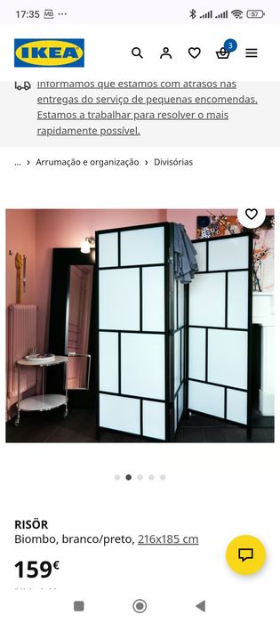 Biombo branco/preto 2,16 x 1,85