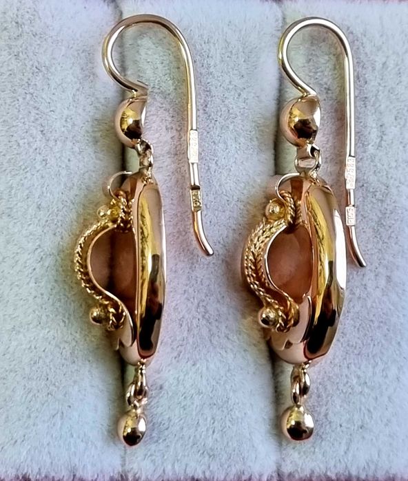 Золотые серьги самовары, фонарики, лиры, 583 проба СССР.