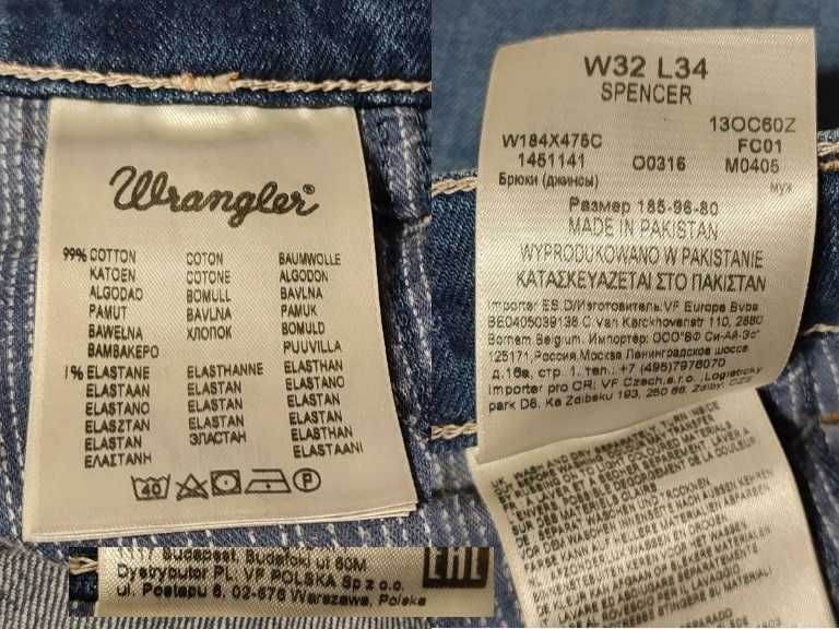 spodnie jeans WRANGLER SPENCER W32 L34 pas 83 84 85 – 86 87 88