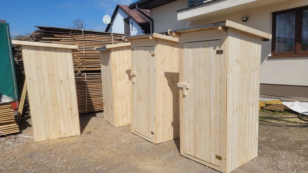 Toaleta drewniana HEBLOWANA na działkę REKREACYJNĄ tani TRANSPORT