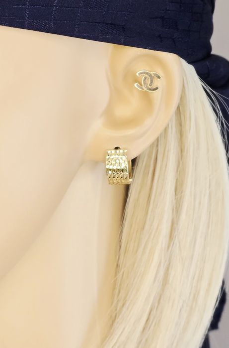 Złote kolczyki frezowane szerokie kółka próba 585 14k