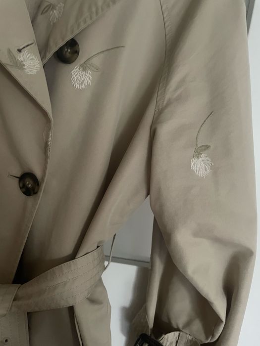 Dwyrzęrowy trencz płaszcz Zara w kwiaty floral 36