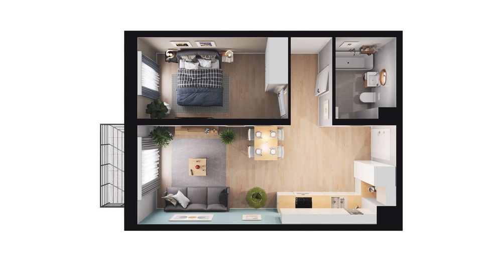 2-pokojowe mieszkanie 43 m² + balkon - Widok 3
