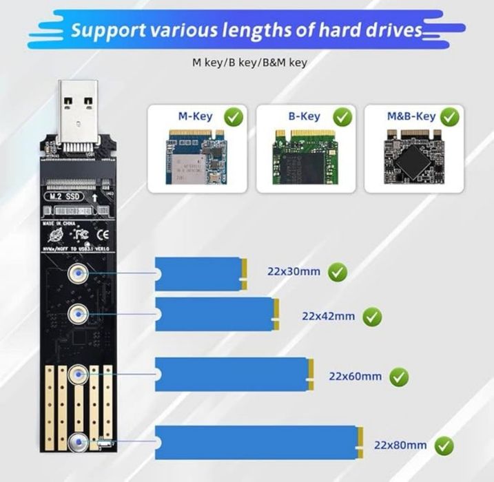 Stacja Dokująca Adapter M.2 NVMe NGFF SSD SATA USB 2230