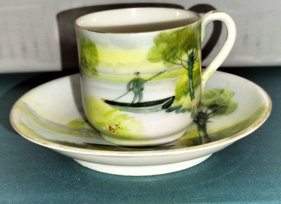 Chávena e Pires Pintado à Mão Made In Japan