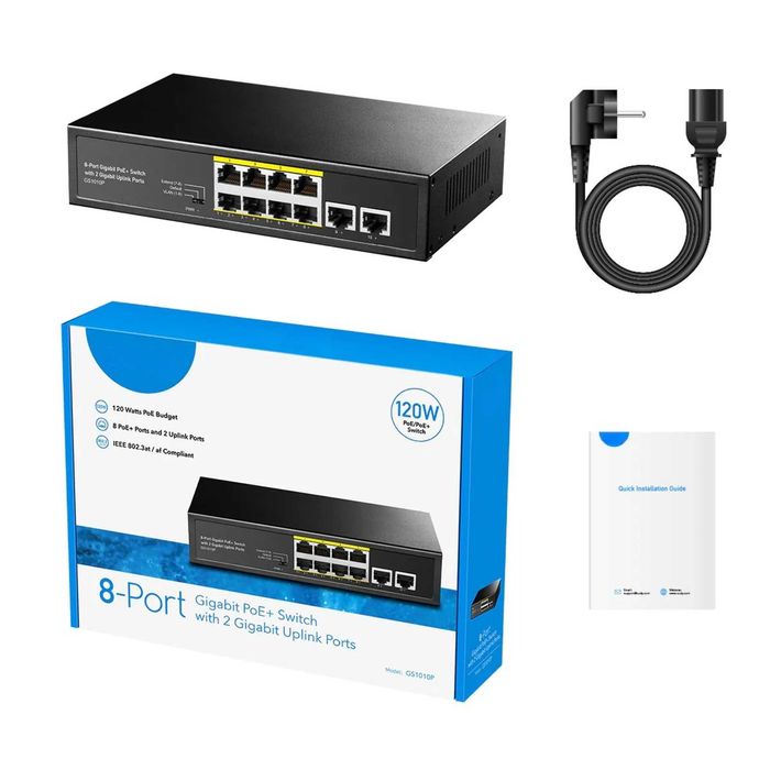 Switch PoE+ 10 Portas (8 PoE + 2 Uplink)‼️CCTV‼️VLAN