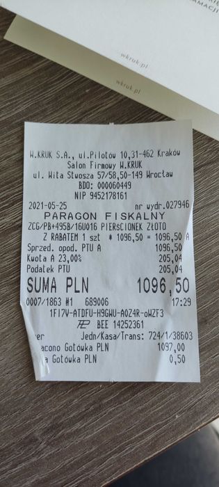 Pierścionek Kruk nowy
