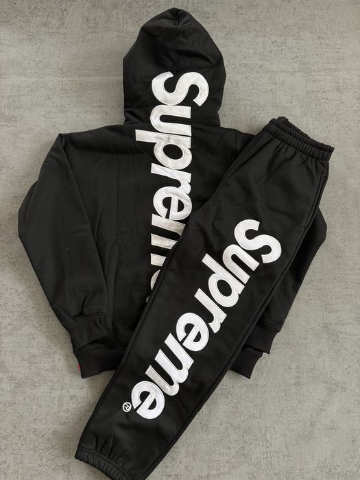 Костюм supreme чорний/сірий супрім костюм суприм