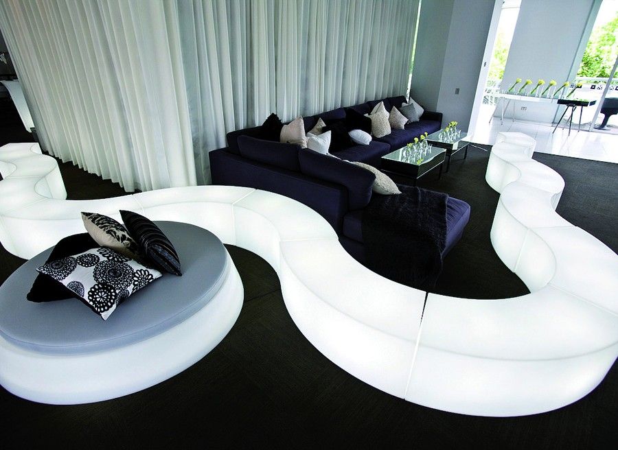 Banco puff led jardim