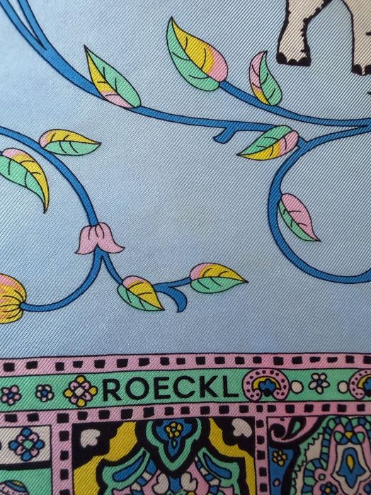 Вінтажна шовкова хустка roeckl seidentuch elefant 53 на 53