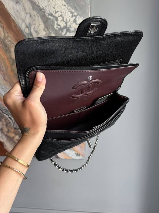 Chanel Classic Flap Caviar Black with Silver Hardware / чёрная сумочка