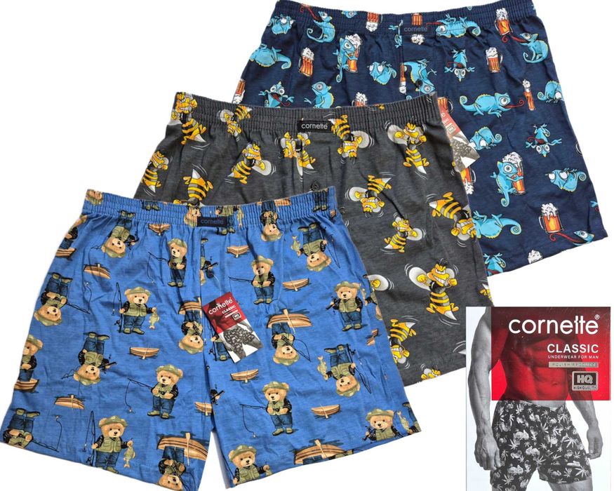 Bokserki Męskie Luźne Bawełniane Cornette Classic rozm. XL 3-pak.