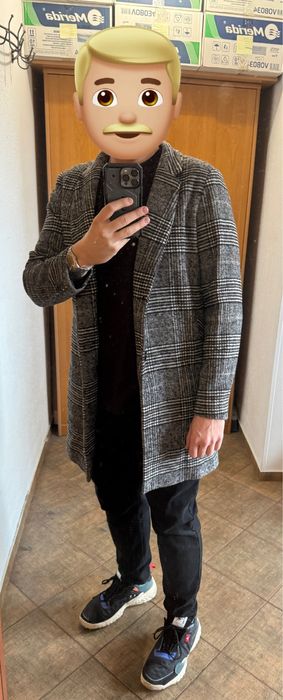 Reserved płaszcz w krate z wełną Nowy