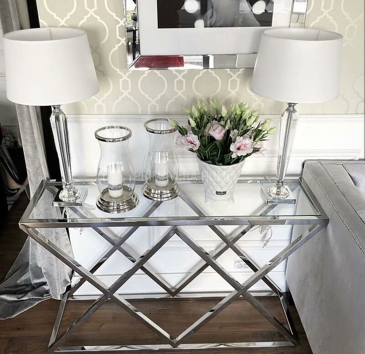 Konsola Designerska Primavera Home szklo hartowane, stal